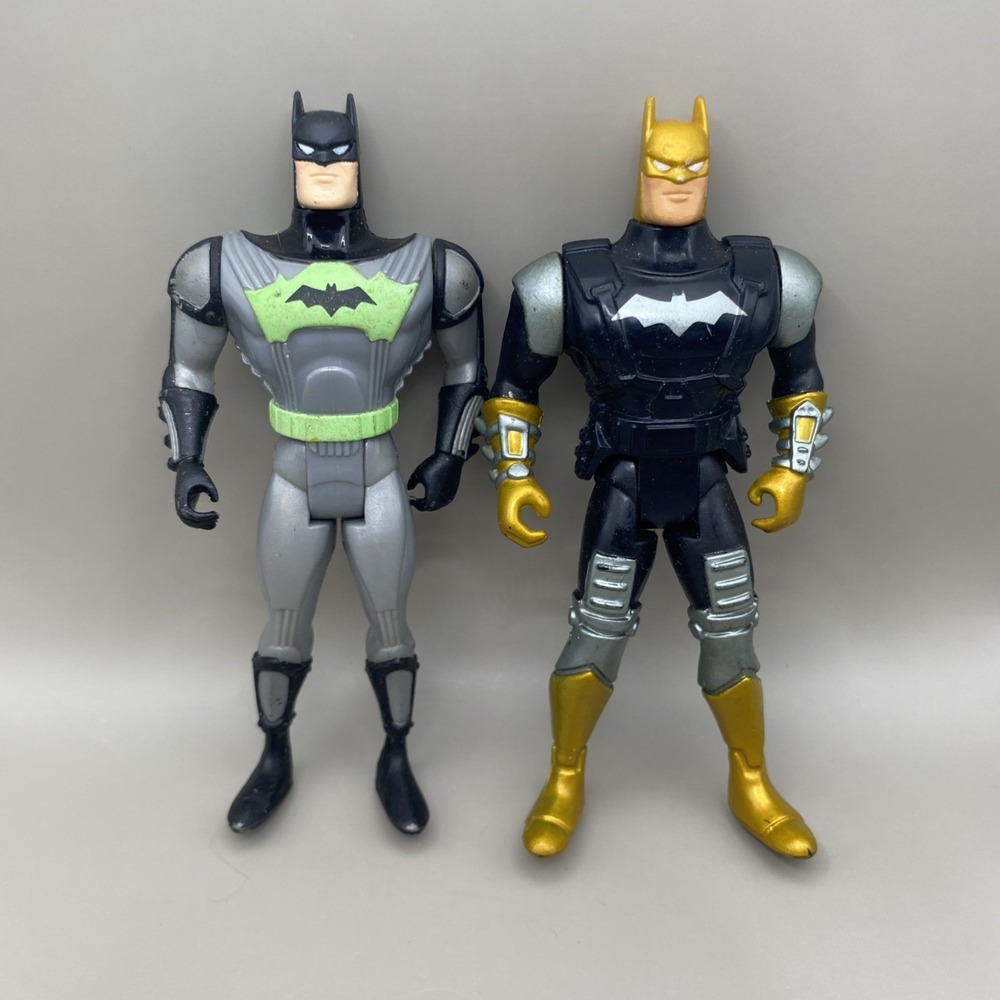 Lot of 2 Vintage 1994 Kenner DC Comics Batman 5" Action Figures Green Gold Gray